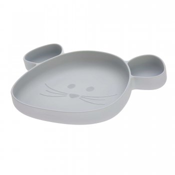 Lässig Silikonteller mit Saugfuß Motiv Maus Farbe Grau - Section Plate, Little Chums Mouse Grey Artikel 1310035253